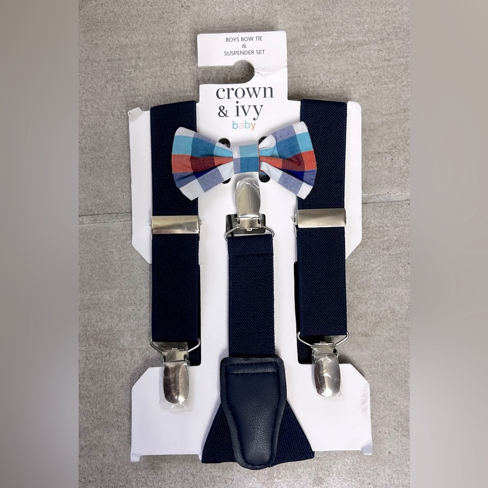 Crown & Ivy baby boys bow tie and suspenders set. Brand new with tags!